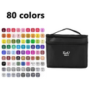 Conjunto de Caneta Colorida Ponta Dupla 80Pçs com Estojo (Versão Pretas ou Brancas)