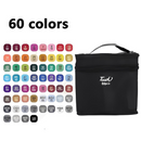 Conjunto de Caneta Colorida Ponta Dupla 60Pçs com Estojo (Versão Pretas ou Brancas)