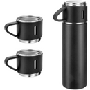 PRETO - Jogo de Garrafa Térmica 500ML+ 3 Xícaras Aço Inoxidável