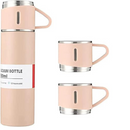 ROSA - Jogo de Garrafa Térmica 500ML + 3 Xícaras Aço Inoxidável