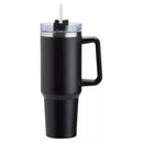 Normal - Copo Caneca (1200 ml) Térmica Inox com Alça e Canudo - Preto