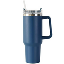 Normal - Copo Caneca (1200 ml) Térmica Inox com Alça e Canudo - Azul Marinho