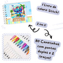 (Transparente) Kit Livro Kids Colorir Lil. Sti. (Azul) + 80 Canetas - Com Maletinha