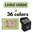 Kit Livro Colorir URSO BOB (Verde) + 36 Canetas