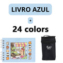 Kit Livro Colorir URSO BOB (Azul) + 24 Canetas