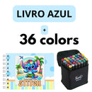 Kit Livro Colorir LIL. STI. (Azul) + 36 Canetas