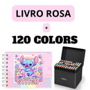 Kit Livro Colorir LIL. STI. (Rosa) + 120 Canetas - Filme