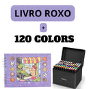Kit Livro Colorir URSO BOB (Roxo) + 120 Canetas