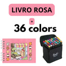 Kit Livro Colorir URSO BOB (Rosa) + 36 Canetas