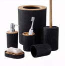 PRETO - Conjunto de Acessório para Banheiro - Bambu 6 Peças BM-F1080A