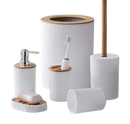 BRANCO - Conjunto de Acessório para Banheiro - Bambu 6 Peças BM-F1080B
