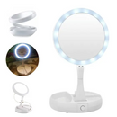 Espelho de Mesa LED Maquiagem Dobrável - Branco