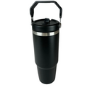 Normal - Garrafa Flip Straw Tumbler com Alça Superior e Canudo (900ml) - Preto