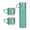VERDE - Jogo de Garrafa Térmica 500ML + 3 Xícaras Aço Inoxidável