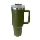 Normal - Copo Caneca (1200 ml) Térmica Inox com Alça e Canudo - Verde Militar