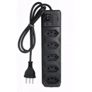 5 TOMADAS - Filtro de Linha PVC Preto com Botão Power 85cm Bivolt