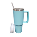 Normal - Copo Caneca (1200 ml) Térmica Inox com Alça e Canudo - Verde Água