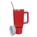 Normal - Copo Caneca (1200 ml) Térmica Inox com Alça e Canudo - Vermelho