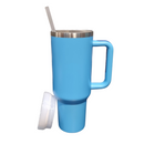Normal - Copo Caneca (1200 ml) Térmica Inox com Alça e Canudo - Azul Bebê