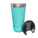 Normal Bluetooth - Copo Térmico Som Led e TAMPA com ABRIDOR (420 ml) - Verde Água