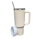 Normal - Copo Caneca (1200 ml) Térmica Inox com Alça e Canudo - Bege