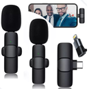LAPELA TIPO C E LIGHTNING - Microfone Lapela Celular Sem Fio Duplo - Preto BM-221