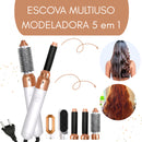 PREMIUM Branca c/ Dourada - Escova 5 em 1 Multiuso 220V - Seca, Modela, Alisa e Penteia