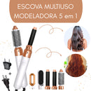 PREMIUM Branca c/ Dourada - Escova 5 em 1 Multiuso 110V - Seca, Modela, Alisa e Penteia