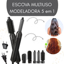 PREMIUM Cinza c/ Preto - Escova 5 em 1 Multiuso 110V - Seca, Modela, Alisa e Penteia