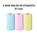 KIT 3 Papéis Coloridos de Impressora Infantil Câmera - 57 Milímetros
