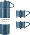 Kit Garrafa Térmica Vacuum 500ml com 2 Xícaras, em aço camada dupla / Quente e Frio  duração de até 12 horas