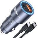 Carregador Veicular Rápido 38W com USB-C PD e USB-A QC