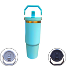 Normal - Garrafa Flip Straw Tumbler com Alça Superior e Canudo (900ml) - Verde Água