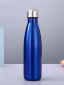 Garrafa Térmica Inox 500ML Parede Dupla Metálica AZUL Quen
