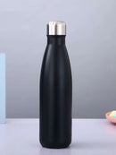 Garrafa Térmica Inox 500ML Parede Dupla Cor Metalizada PRETA Quente e frio