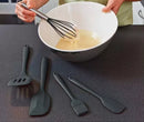 Kit Utensílios de Cozinha em Silicone Maciço PRETO Espátulas Colheres e Conchas