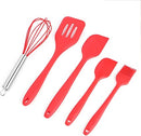 Kit de Utensílios de Silicone Maciço 5 Peças VERMELHO