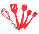 Kit de Utensílios de Silicone Maciço 5 Peças VERMELHO