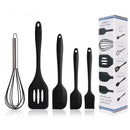 Kit Utensílios de Cozinha em Silicone Maciço PRETO Espátulas Colheres e Conchas